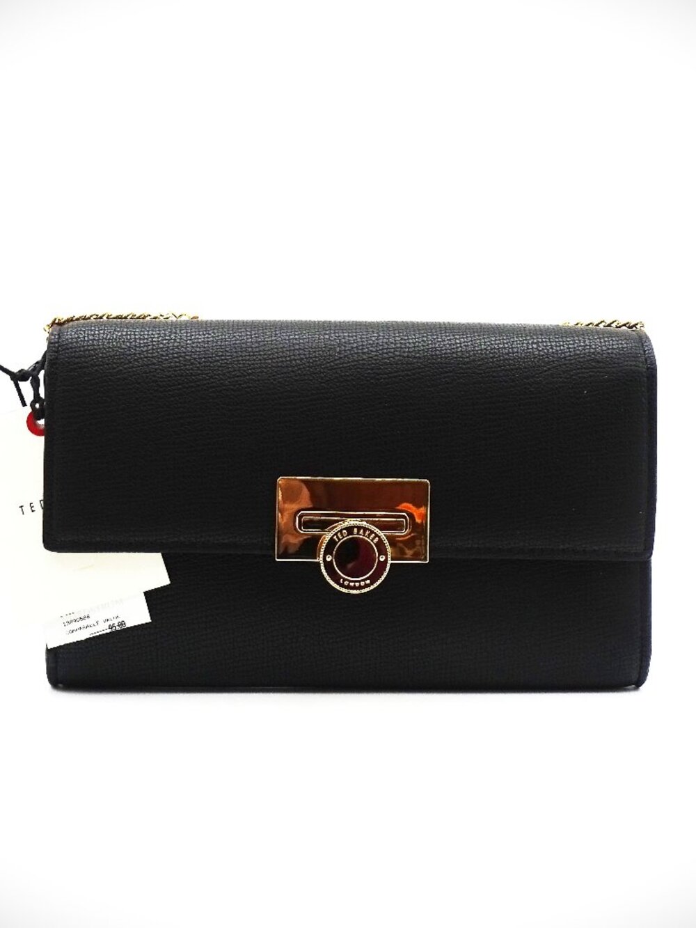 TED BAKER LONDON Parisa Black Leather Crossbody Wallet on a Chain Bag
